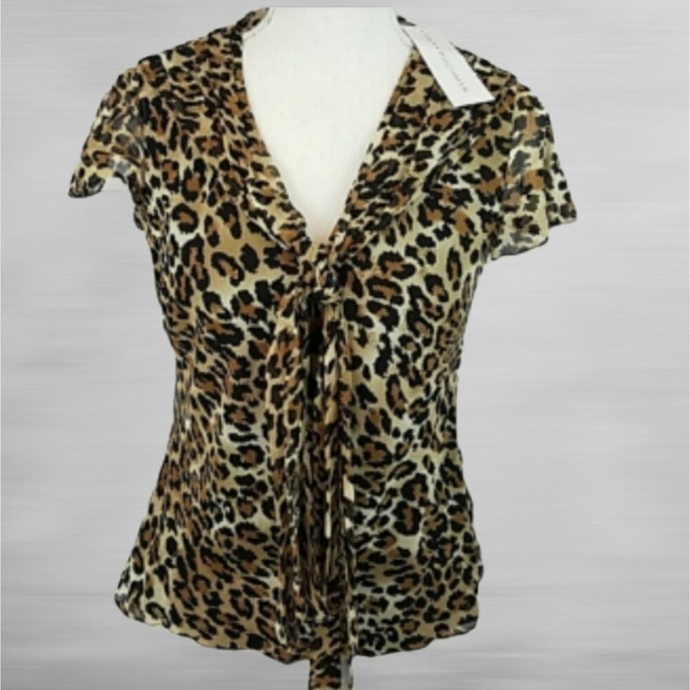 Dana Buchman Leopard Print Blouse - Brown and Black